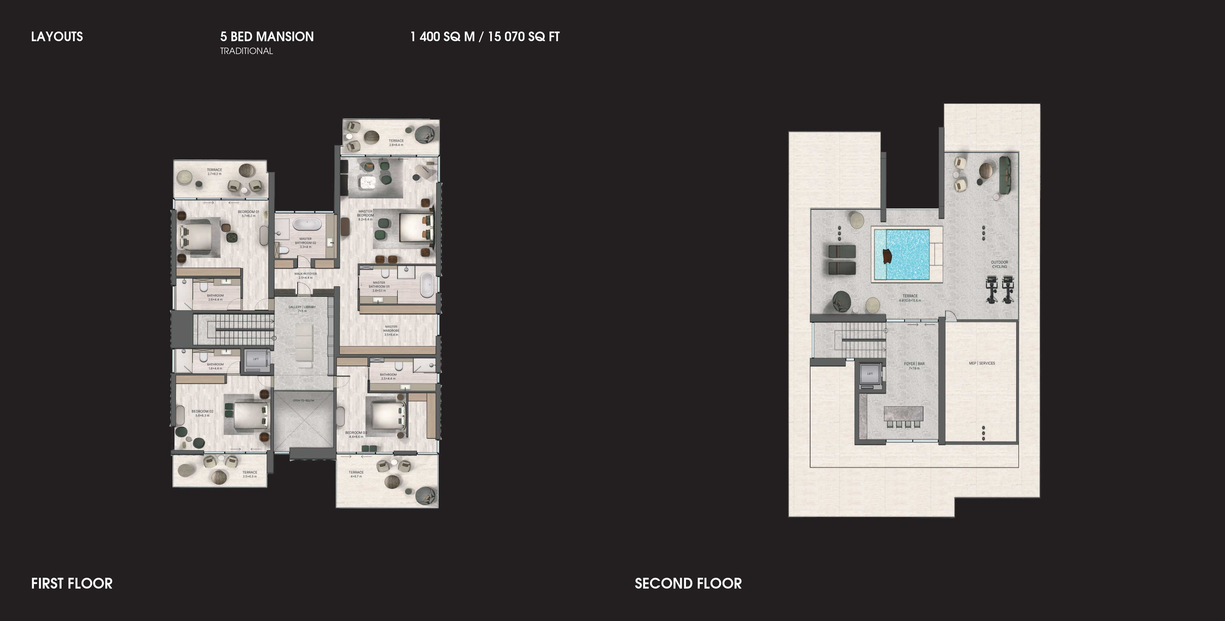 5Bed Mansion -Traditional - First Floor - Second Floor